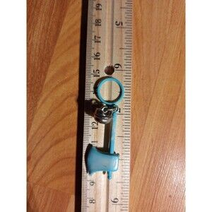 Vintage 1980s Plastic Necklace Bell Charm Blue Axe